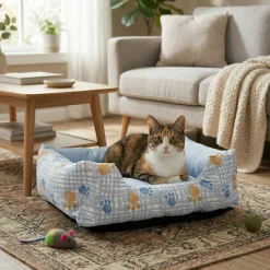 Cuccia Rettangolare per Cani e Gatti con Fondo Antiscivolo 50x40 cm