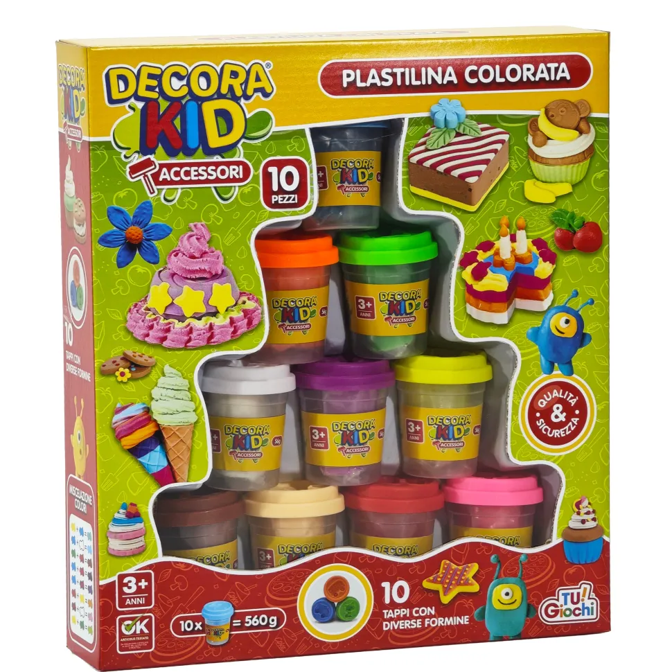 Decora Kid Plastilina Colorata 10 Vasetti con Formine
