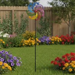 Decorazione da Giardino con Girandola Multicolore h120 cm