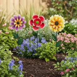 Decorazione da Giardino Fiore Colorato in Metallo h45 cm