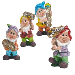Decorazione da Giardino Gnomo “Welcome” in Poliresina h 31 cm