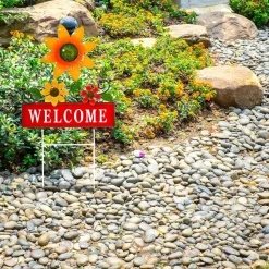 Decorazione da Giardino Welcome Multicolore in Metallo h55 cm