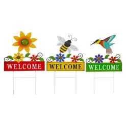 Decorazione da Giardino Welcome Multicolore in Metallo h55 cm
