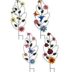 Decorazione per Giardino con Fiori e Insetti in Metallo h70 cm