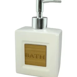 Dispenser bianco con bamboo ricaricabile per sapone liquido 350ml