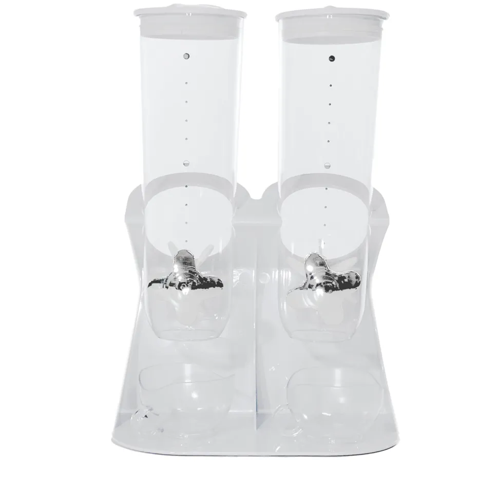 Dispenser Cereali Doppio con Manopole Dosatrici e 2 Tazze 3 Litri