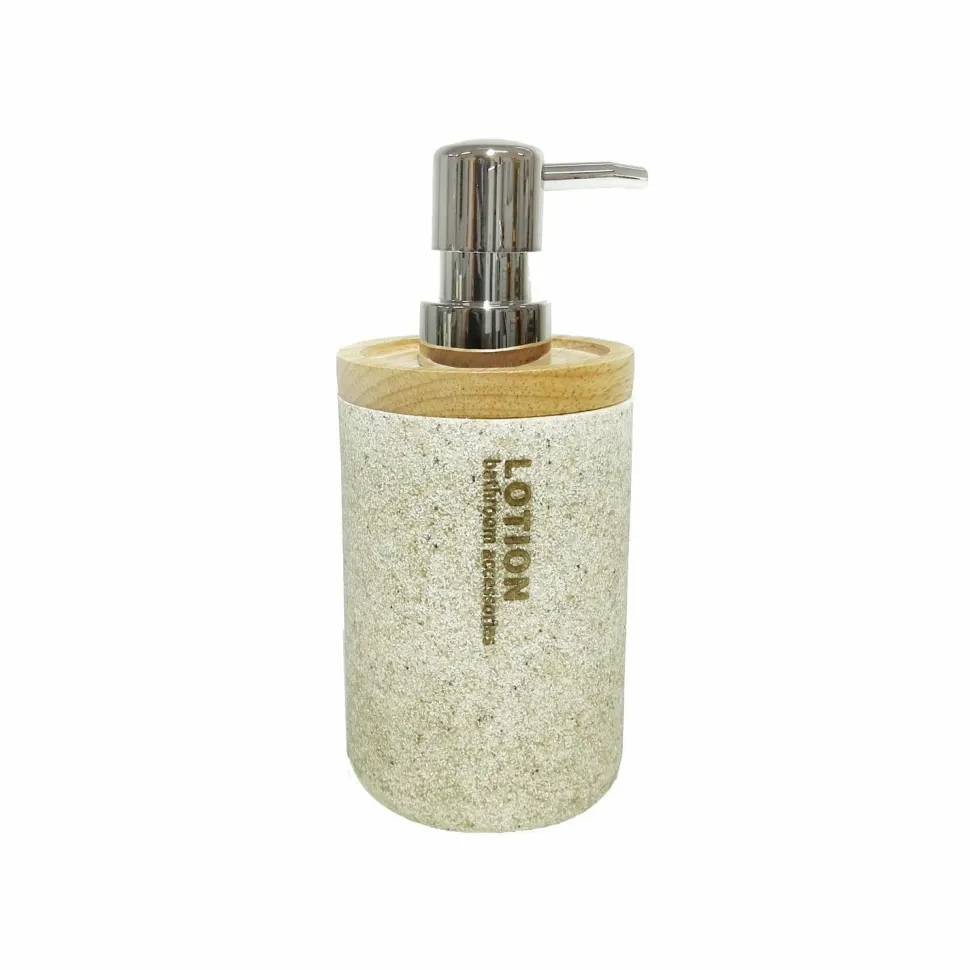 Dispenser ricaricabile per sapone liquido colore beige e legno 350ml