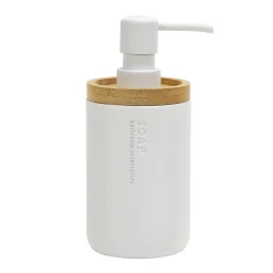 Dispenser Sapone in Poliresina Bianco e Bamboo 280 ml