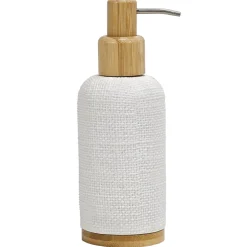 Dispenser Sapone in Poliresina Bianco e Bamboo 280 ml