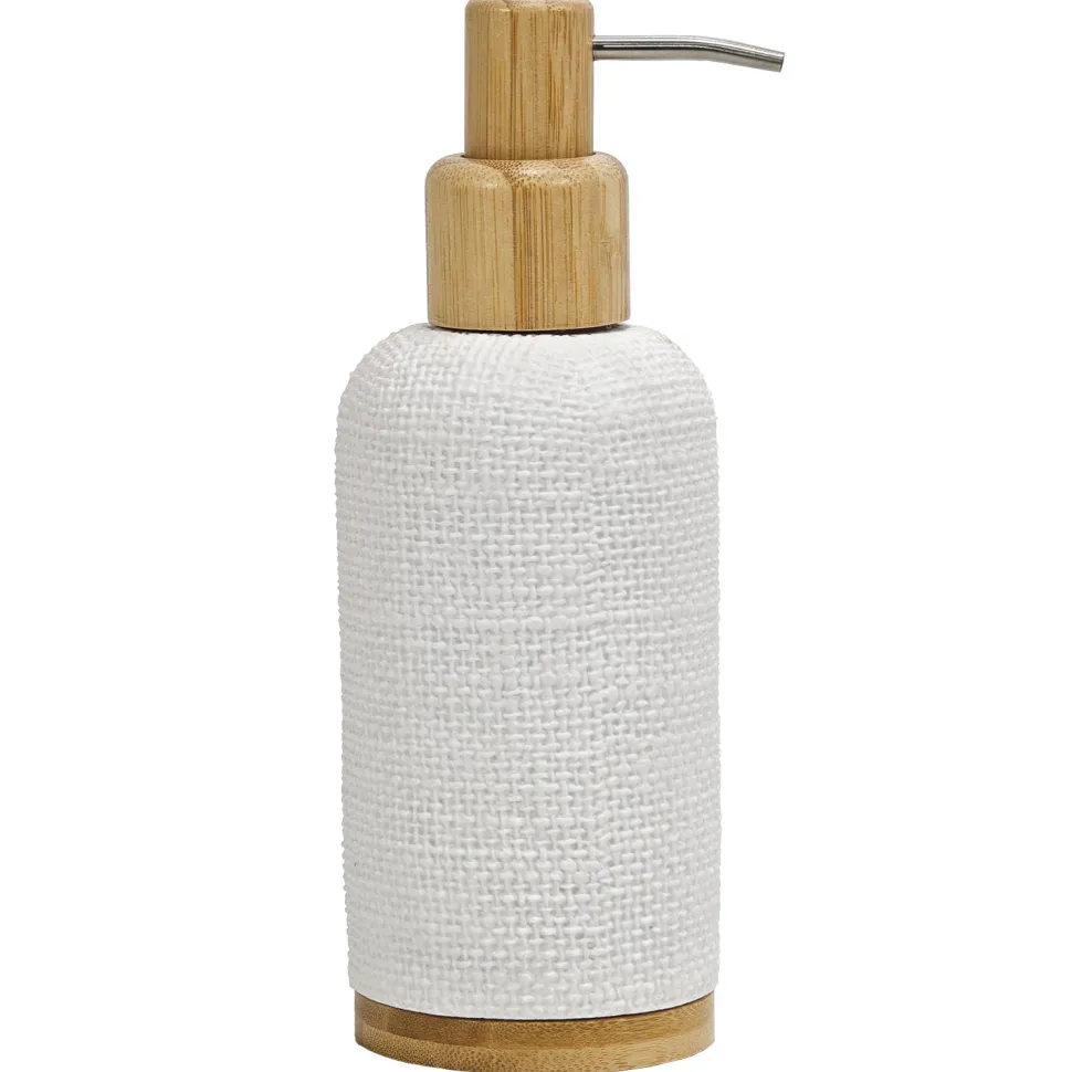 Dispenser Sapone in Poliresina Bianco e Bamboo 280 ml