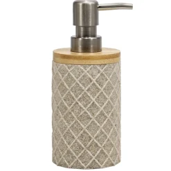 Dispenser Sapone in Poliresina in Poliresina Beige e Bamboo 220 ml