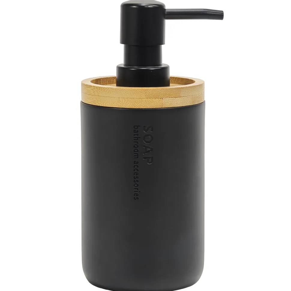 Dispenser Sapone in Poliresina Nero e Bamboo 280 ml