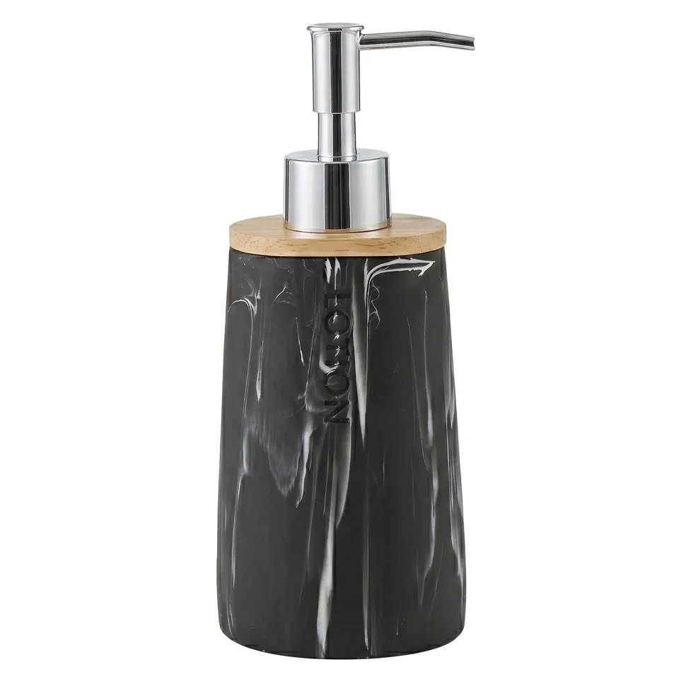 Dispenser Sapone in Poliresina Nero Effetto Marmo 260 ml