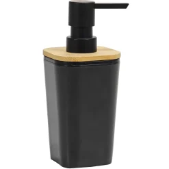 Dispenser Sapone in Polistirene Nero e Bamboo 350 ml