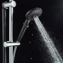 Doccetta Zeus 5 Getti con Stop Soffione Nero Anticalcare