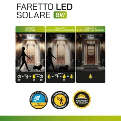 Faro Solare LED Luce Fredda da esterno 8 Watt