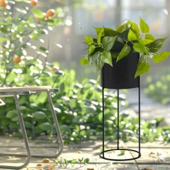 Fioriera da Giardino in Metallo Nero h30 cm diametro 12 cm