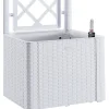 Fioriera Quadra Natural Deluxe Bianco con spalliera