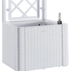 Fioriera Quadra Natural Deluxe Bianco con spalliera