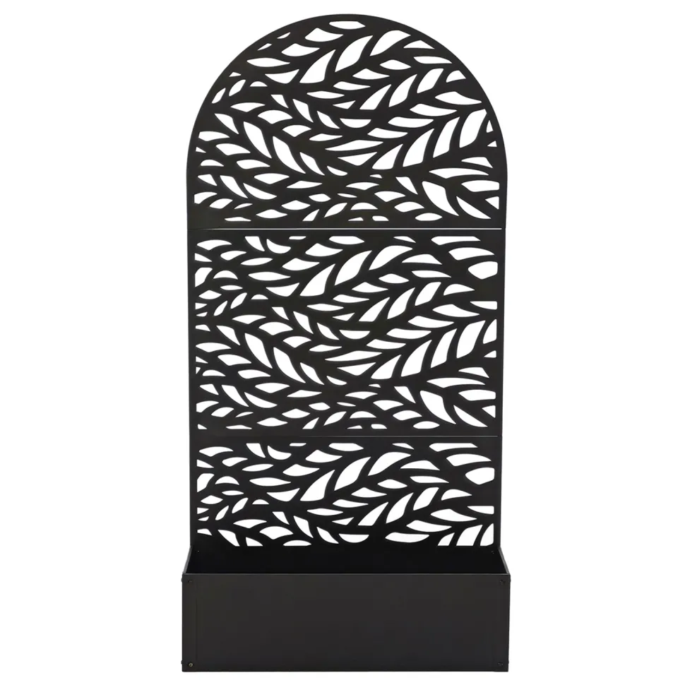 Fioriera Rettangolare con Separé Decorativo Nera