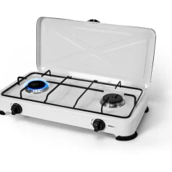 Fornello a Gas 2 Fuochi con coperchio 57x27 cm