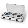 Fornello a Gas 3 Fuochi con coperchio 57x27 cm