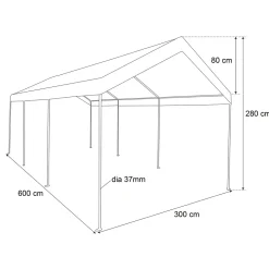 Gazebo da Giardino Bianco 3x6 metri