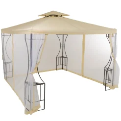 Gazebo da giardino in Acciaio Antracite con Telo in Poliestere Écru e Zanzariera 3x3 metri