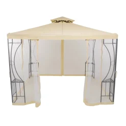 Gazebo da giardino in Acciaio Antracite con Telo in Poliestere Écru e Zanzariera 3x3 metri