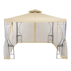 Gazebo da giardino in Acciaio Antracite con Telo in Poliestere Écru e Zanzariera 3x3 metri
