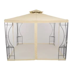 Gazebo da giardino in Acciaio Antracite con Telo in Poliestere Écru e Zanzariera 3x3 metri