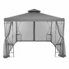 Gazebo da giardino in Acciaio Antracite con Telo in Poliestere Grigio e Zanzariera 3x3 metri
