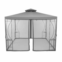 Gazebo da giardino in Acciaio Antracite con Telo in Poliestere Grigio e Zanzariera 3x3 metri