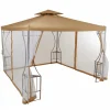 Gazebo da giardino in Acciaio Bronzato con Telo in Poliestere Camel e Zanzariera 3x3 metri