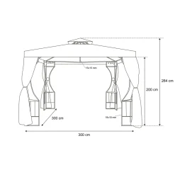Gazebo da giardino in Acciaio Bronzato con Telo in Poliestere Camel e Zanzariera 3x3 metri