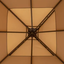 Gazebo da giardino in Acciaio Bronzato con Telo in Poliestere Camel e Zanzariera 3x3 metri