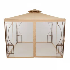 Gazebo da giardino in Acciaio Bronzato con Telo in Poliestere Camel e Zanzariera 3x3 metri