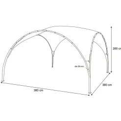 Gazebo da giardino in Acciaio Antracite con Telo in Poliestere Écru 3,8x3,8 metri