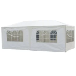 Gazebo da giardino in Acciaio con Telo in Polietilene Bianco 3x6 metri