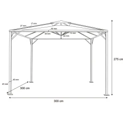 Gazebo da giardino Richiudibile in Acciaio Antracite con Telo in Poliestere Écru 3x3 metri