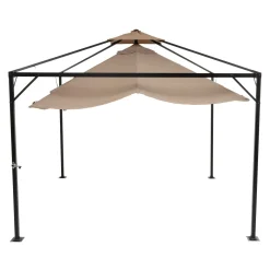 Gazebo da giardino Richiudibile in Acciaio Antracite con Telo in Poliestere Écru 3x3 metri