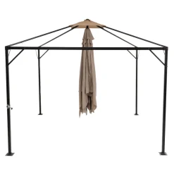 Gazebo da giardino Richiudibile in Acciaio Antracite con Telo in Poliestere Écru 3x3 metri