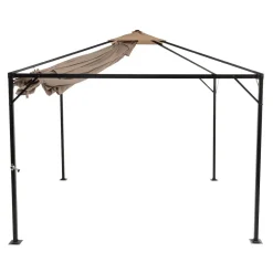 Gazebo da giardino Richiudibile in Acciaio Antracite con Telo in Poliestere Écru 3x3 metri