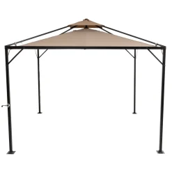 Gazebo da giardino Richiudibile in Acciaio Antracite con Telo in Poliestere Écru 3x3 metri