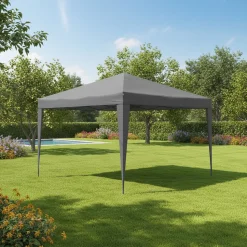 Gazebo da giardino Richiudibile in acciaio Antracite con telo Grigio 3x3 metri