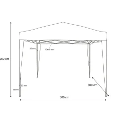 Gazebo da giardino Richiudibile in acciaio Antracite con telo Grigio 3x3 metri