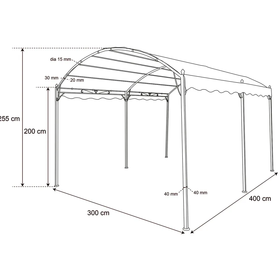 Gazebo da giardino Telo Verde 3x4 metri