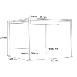 Gazebo Pergola Orientabile Telo Camel 3x3 metri