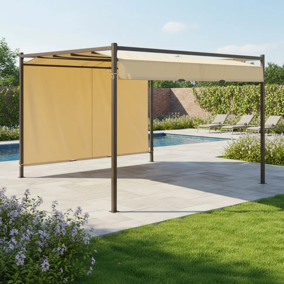 Gazebo Pergola Orientabile Telo Camel 3x3 metri