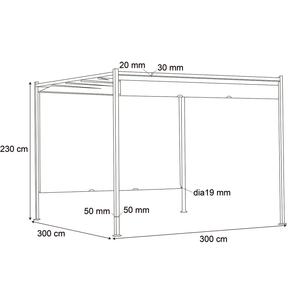 Gazebo Pergola Orientabile Telo Ècru 3x3 metri